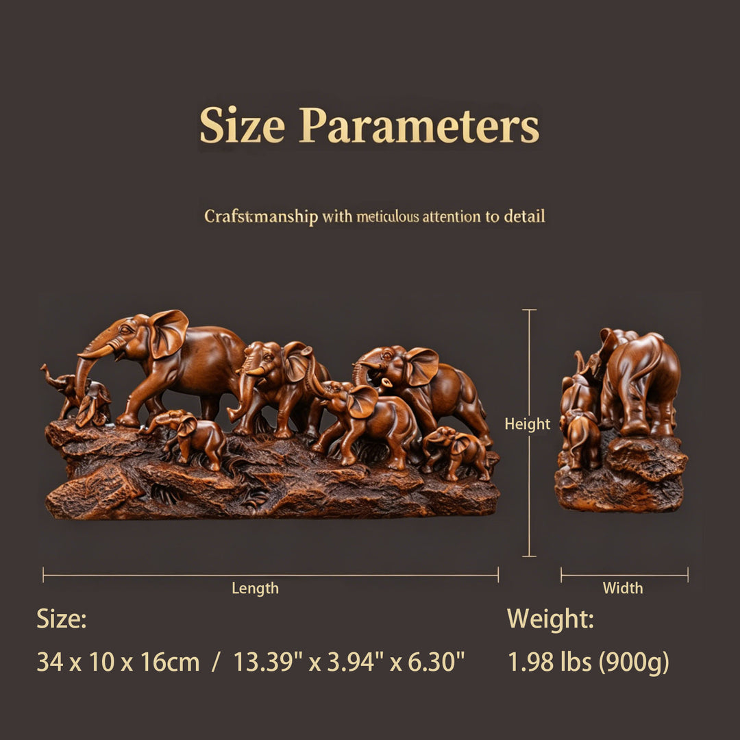 Majestic Elephant Family Sculpture – Symbol of Strength, Prosperity &amp; Good Fortune