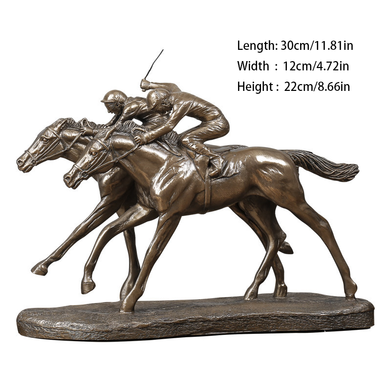 Resin Horse Racing Ornament (Bronze-Effect Finish)