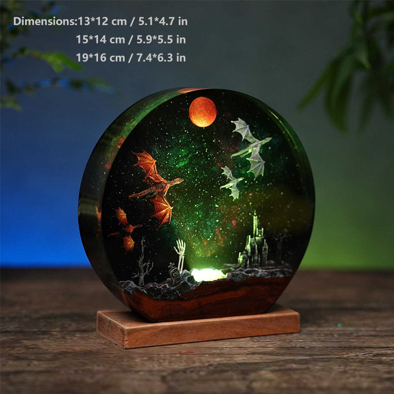 Ice Dragon and Fire Dragon Epoxy Resin Lamps