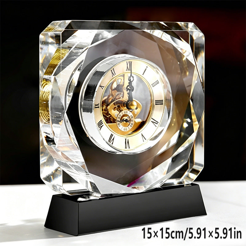High-End Crystal Mechanical Clock Ornament