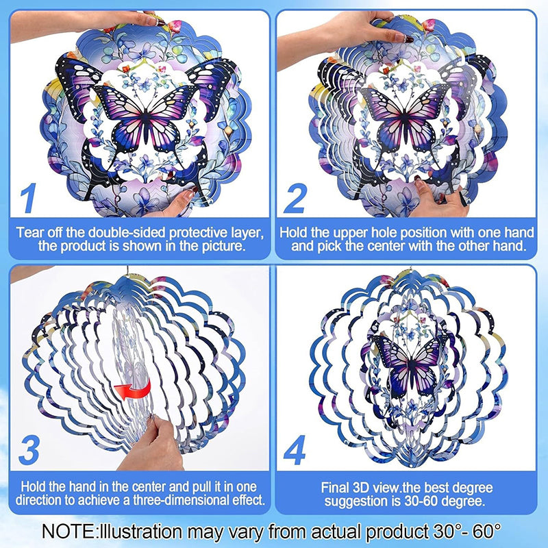 Stainless Steel 3D Visual Mandala Wind Spinner Hanging Ornament
