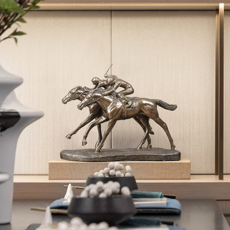 Resin Horse Racing Ornament (Bronze-Effect Finish)