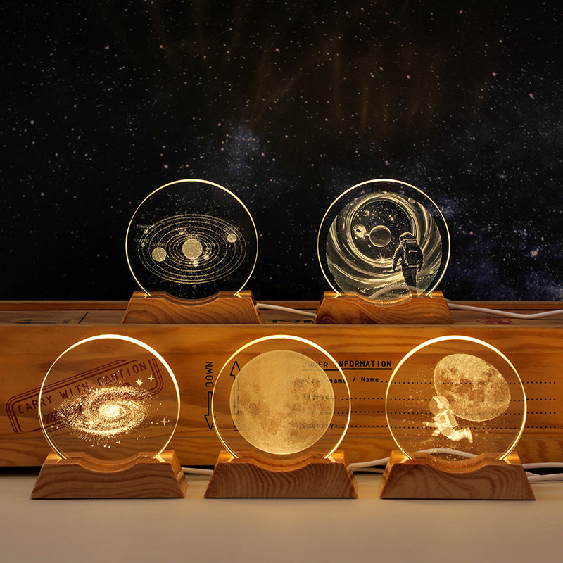 3D Laser-Engraved Crystal Disc + Lighted Plastic Base