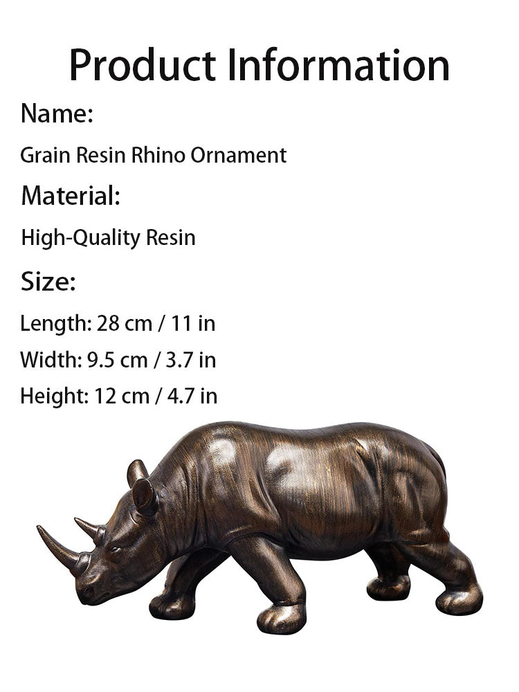 Light Luxury Faux Wood-Grain Resin Rhino Ornament