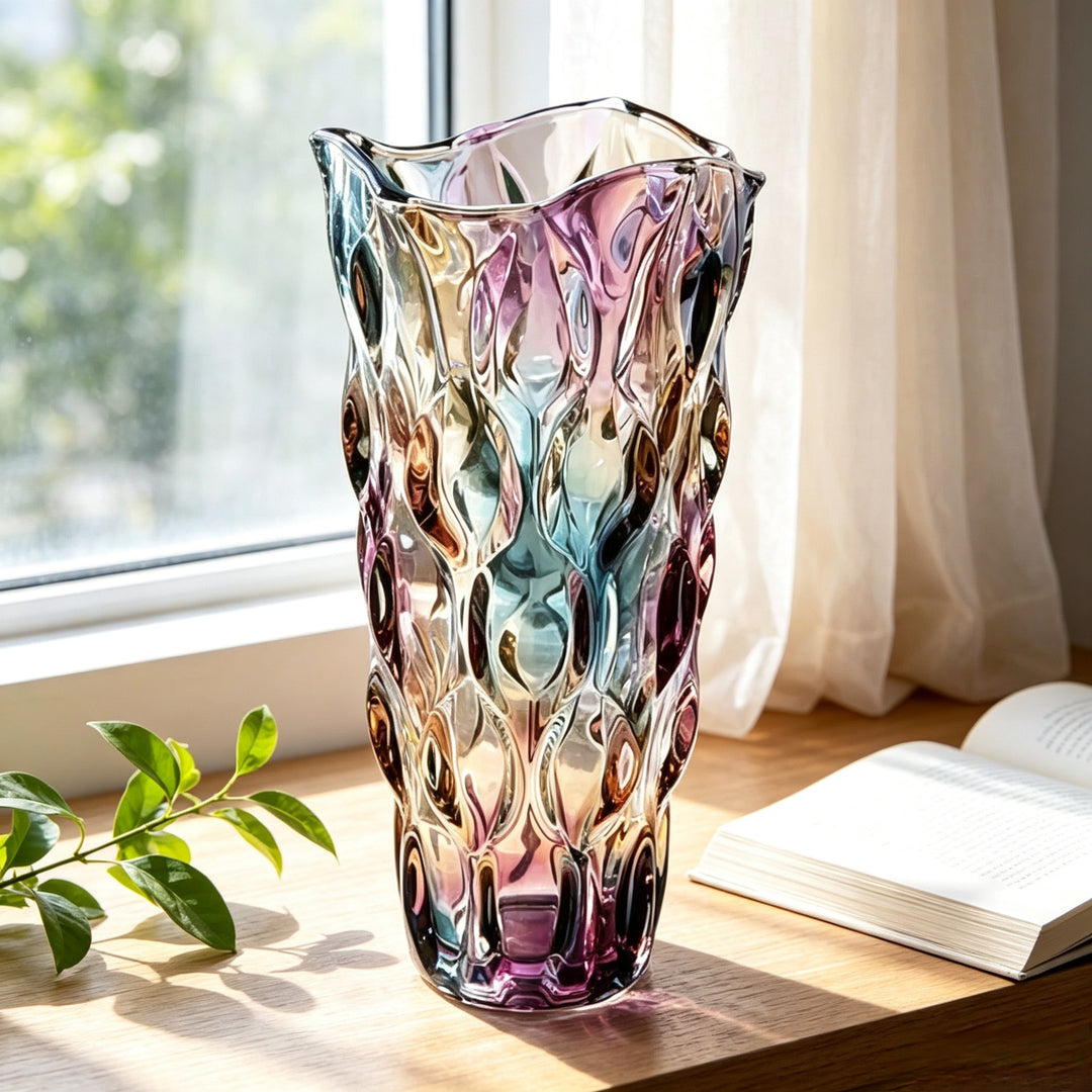Creative wavy-pattern crystal vase