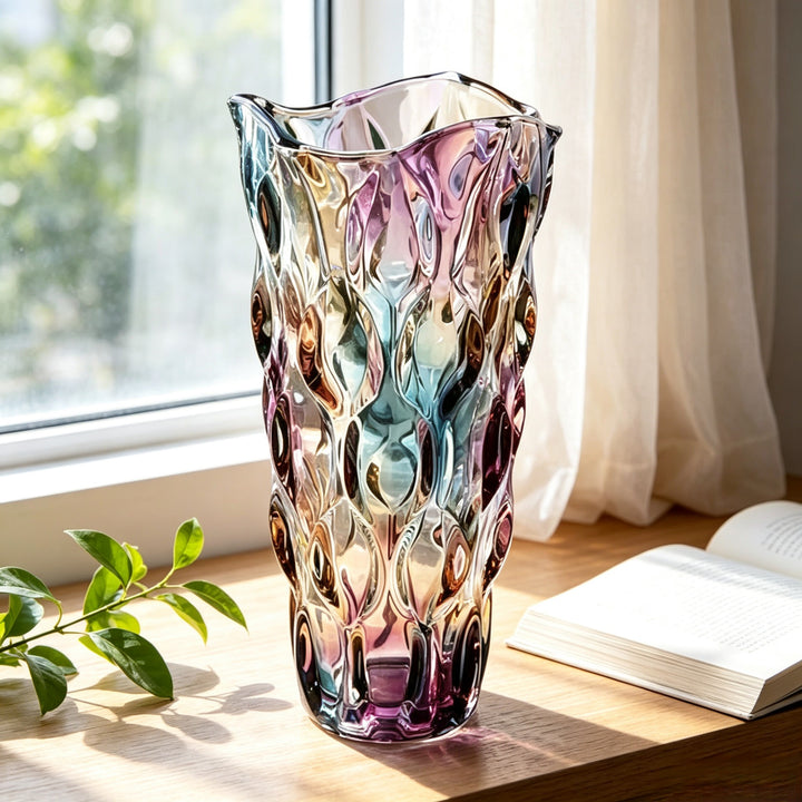 Creative wavy-pattern crystal vase