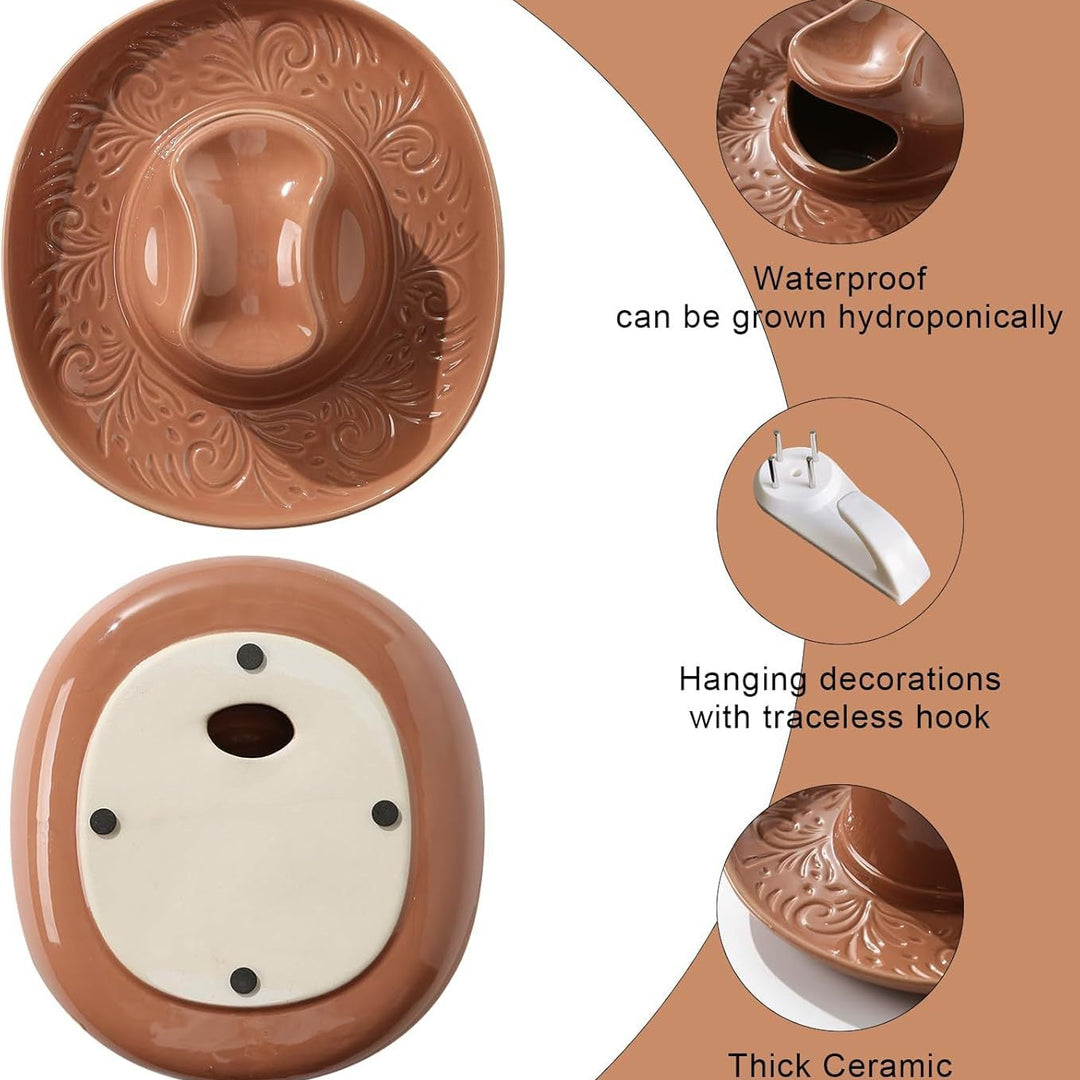 Creative Ceramic Cowboy Hat Wall-Mounted Vase