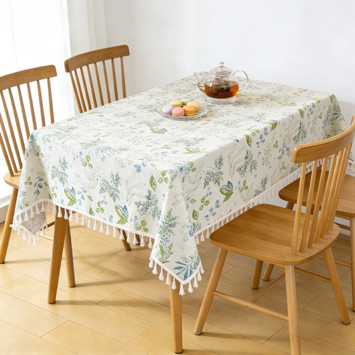 Ethnic-style vintage cotton-linen tablecloth
