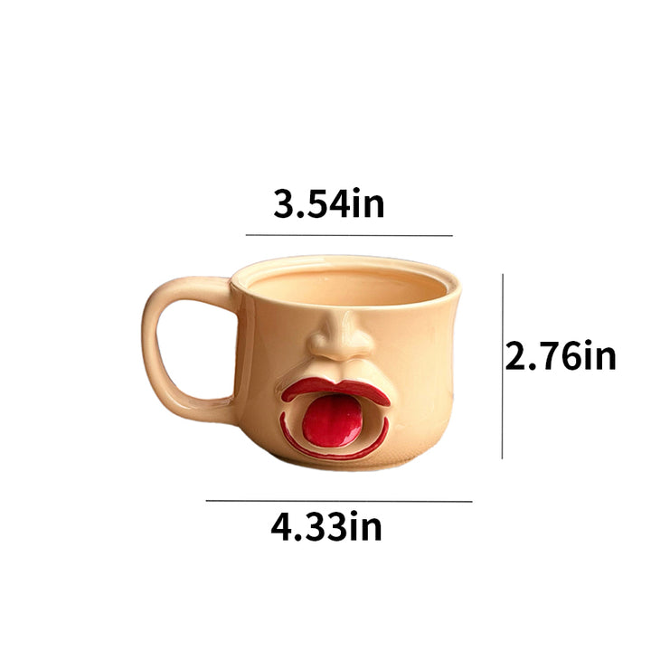 Quirky Tongue-Out Ceramic Mug