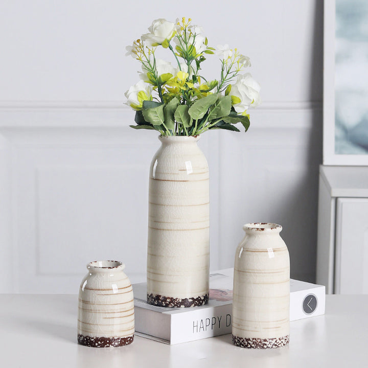 Modern Minimalist White Ceramic Vase for Dried Flowers
