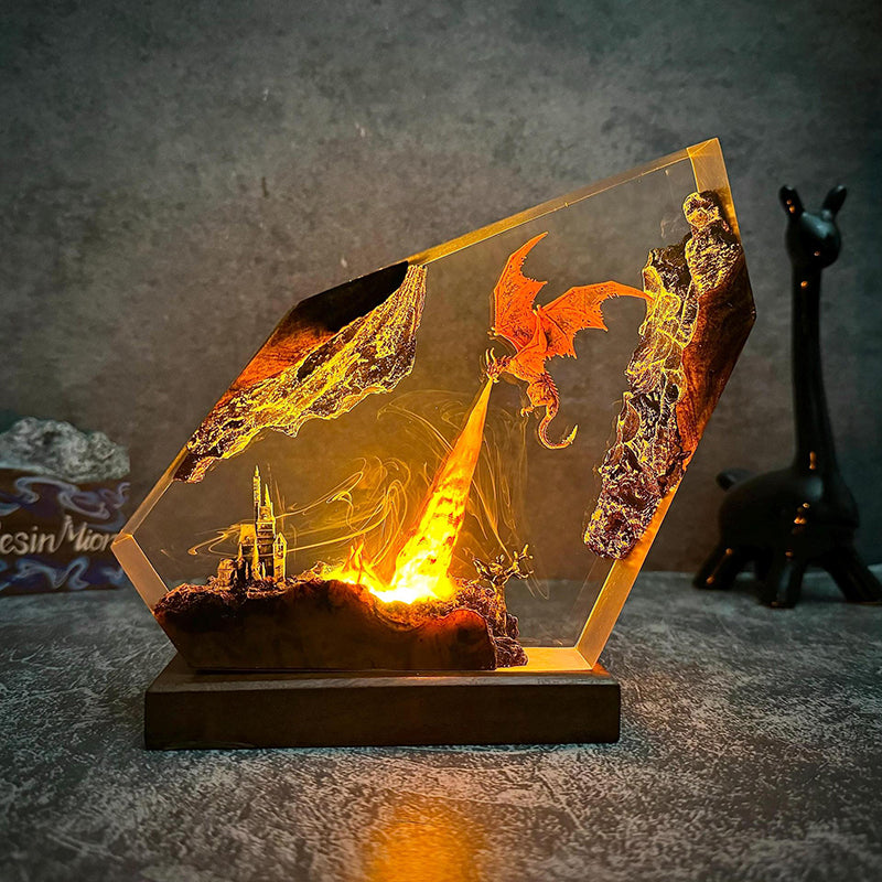 Blazing Fire Dragon Resin Lamp Ornament