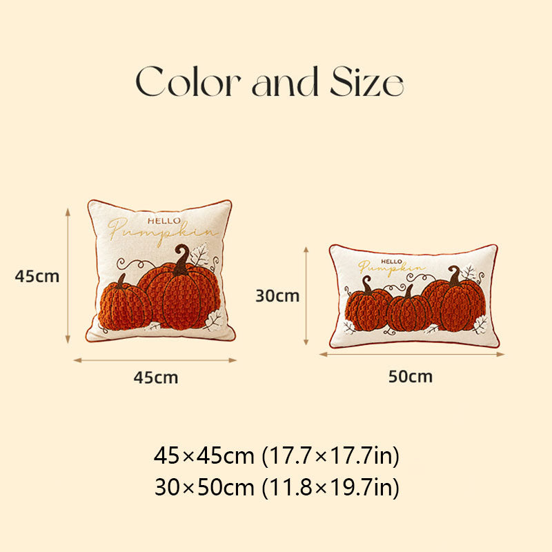 Autumn Pumpkin Embroidered Throw Pillow Cover