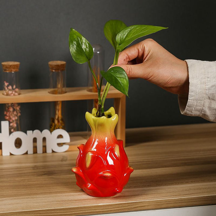 Fruit-shaped ceramic hydroponic planter