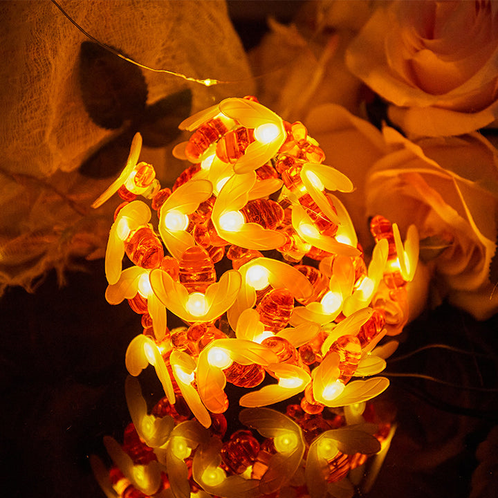New Waterproof Solar-Powered Bee-Shaped LED String Lights