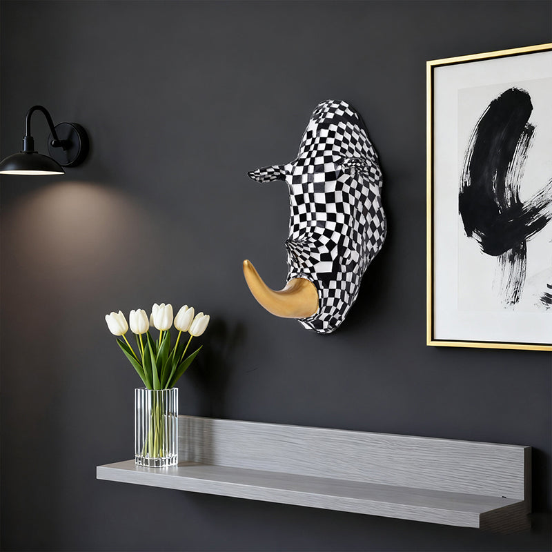High-end resin mosaic rhino head wall mount