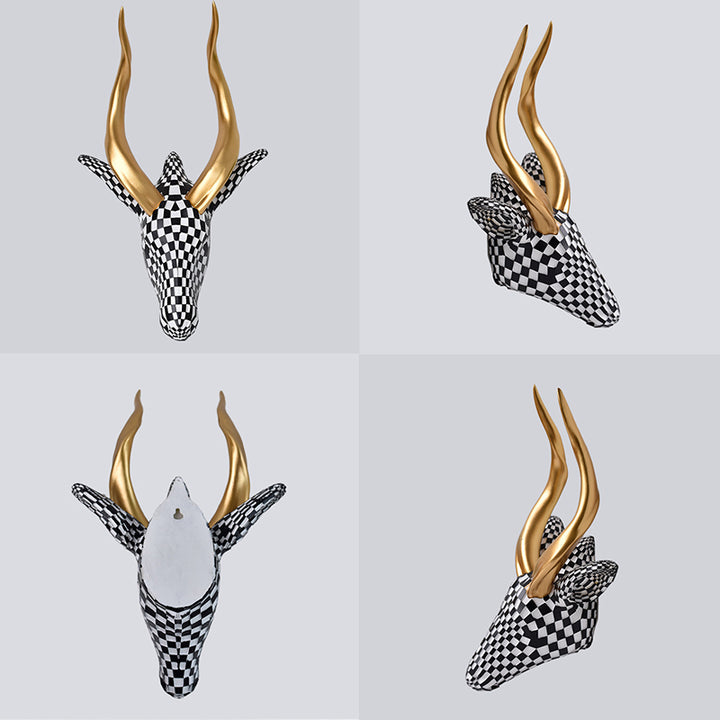 High-end resin mosaic antelope head wall decoration