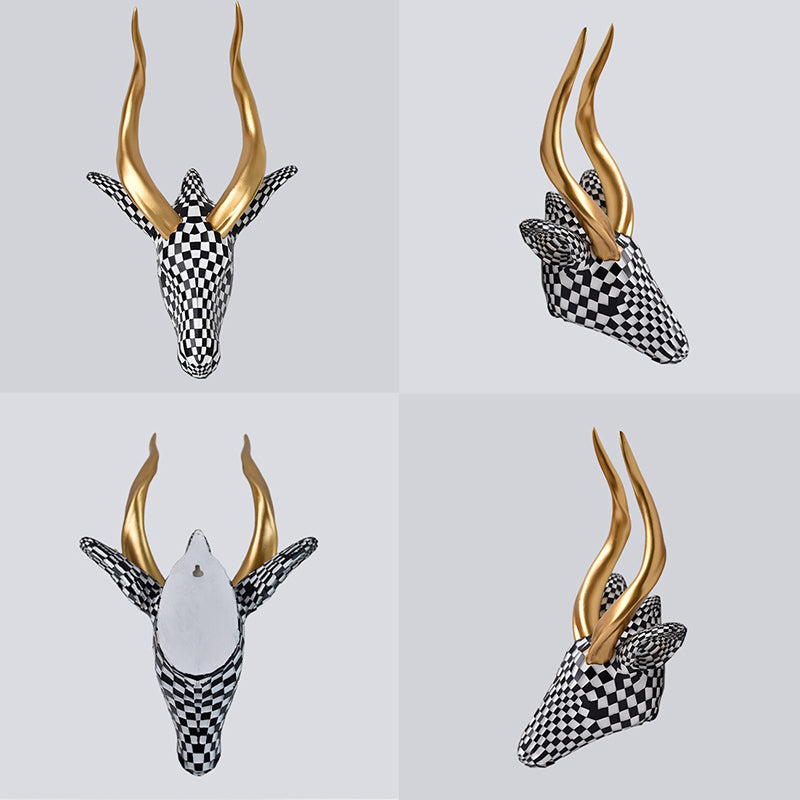 High-end resin mosaic antelope head wall decoration