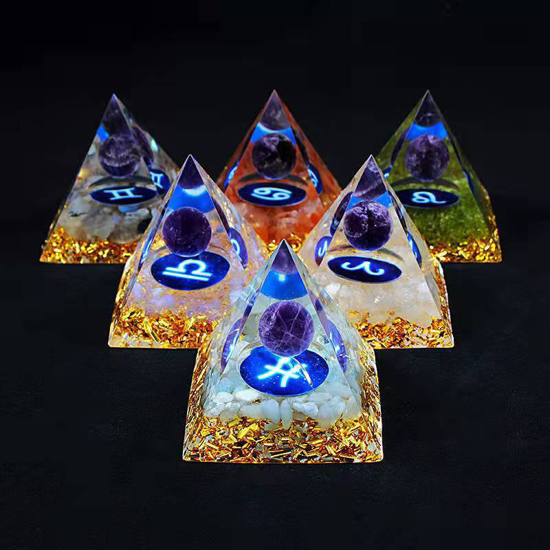 12 Zodiac Sign Resin Crystal Pyramid – Gift for Kids