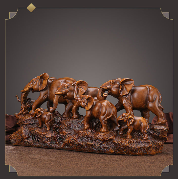 Majestic Elephant Family Sculpture – Symbol of Strength, Prosperity &amp; Good Fortune
