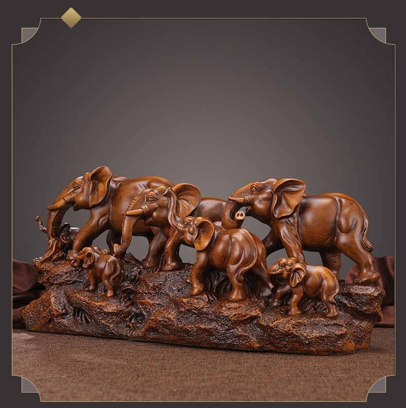 Majestic Elephant Family Sculpture – Symbol of Strength, Prosperity & Good Fortune