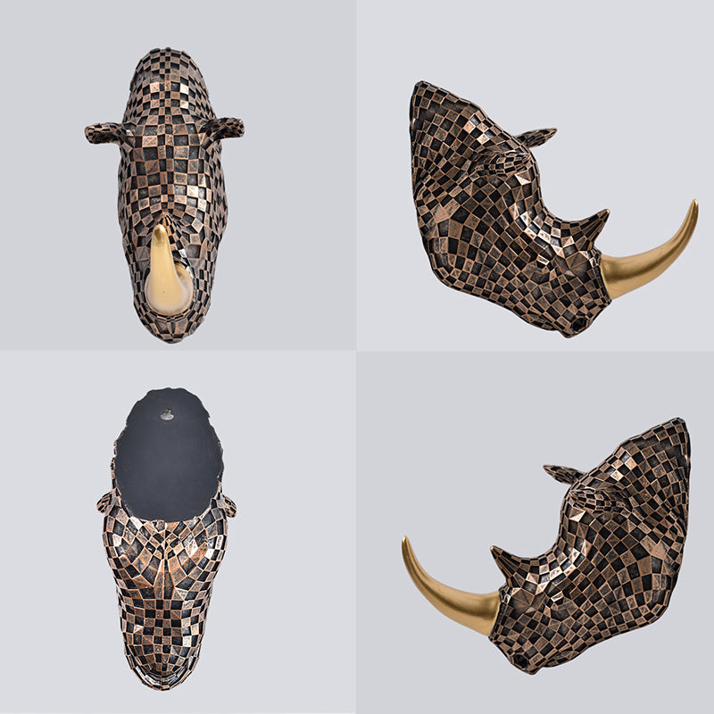 High-end resin mosaic rhino head wall mount