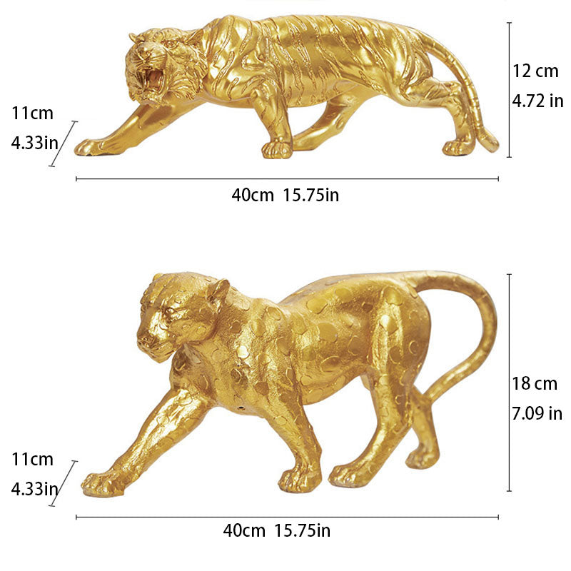 Power & Elegance Collection – Golden Tiger & Leopard Statues