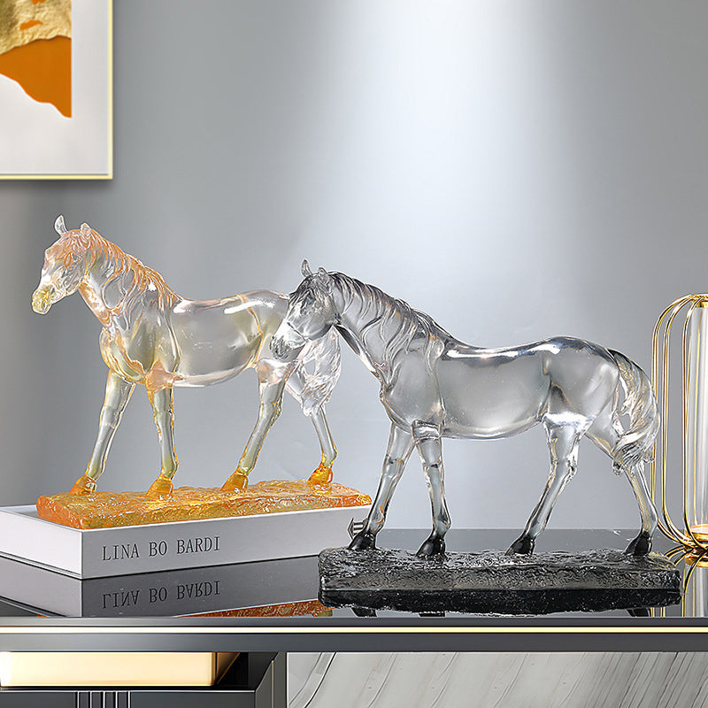 High-end transparent resin horse figurine