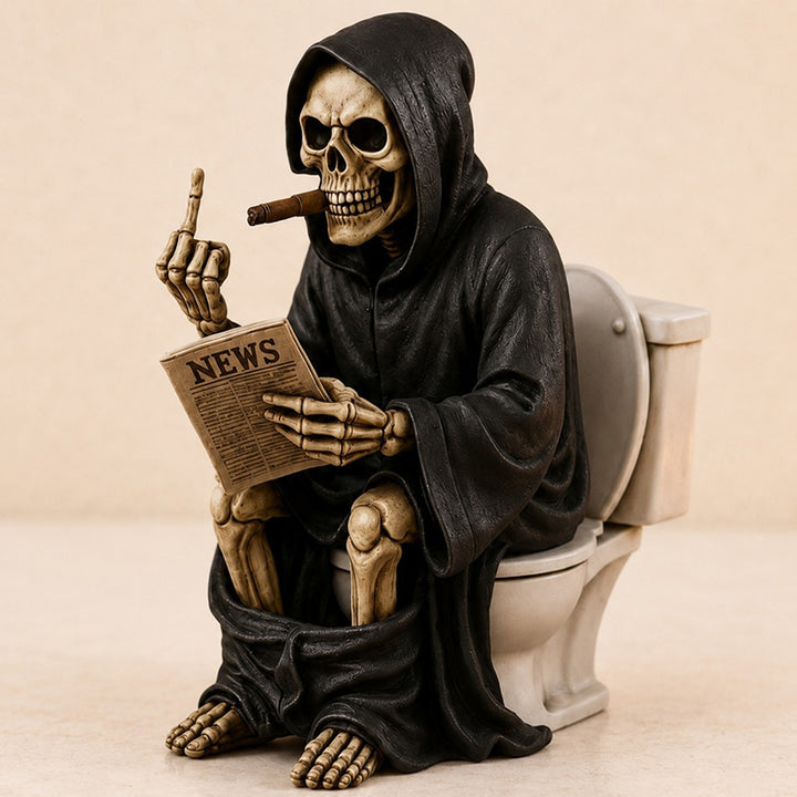 A uniquely designed resin Grim Reaper statue.