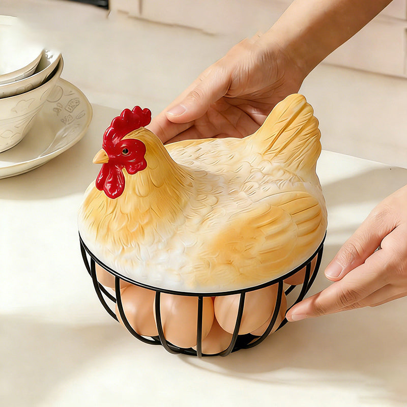 Creative Hen-Shaped Wire Basket for Eggs and Fruit