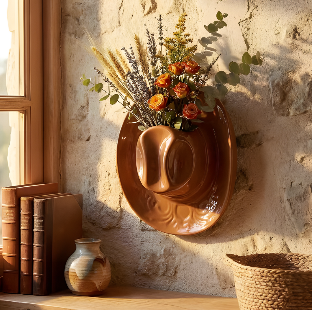 Resin Wall-Mounted Decorative Vase (Hat-Shaped)
