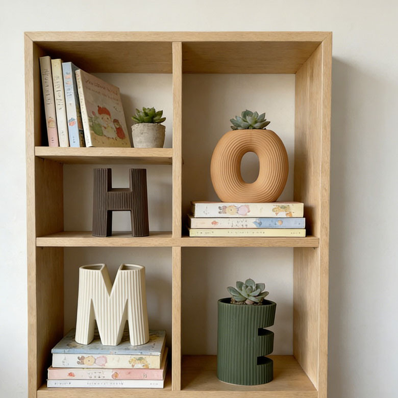 "HOME" Letter Multicolored Ceramic Vase Set