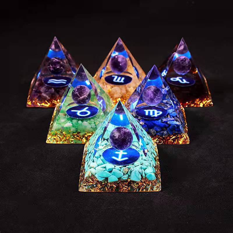 12 Zodiac Sign Resin Crystal Pyramid – Gift for Kids