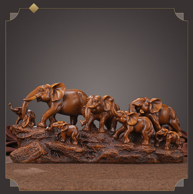 Majestic Elephant Family Sculpture – Symbol of Strength, Prosperity & Good Fortune
