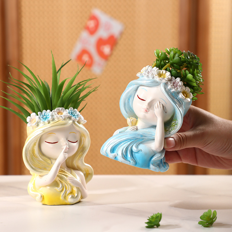 Girl-Themed Faux Potted Plant Decor