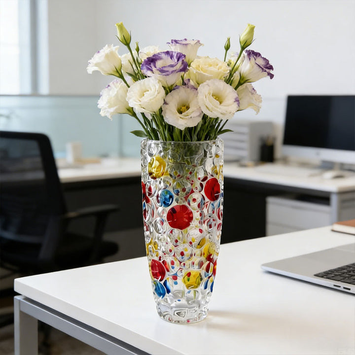 European-style floral arrangement (polka-dot vase)