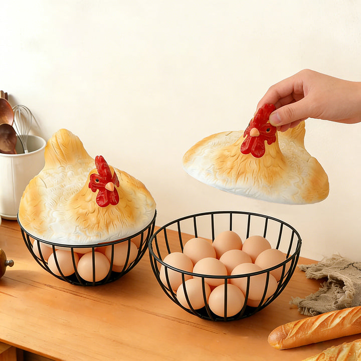 Creative Hen-Shaped Wire Basket for Eggs and Fruit