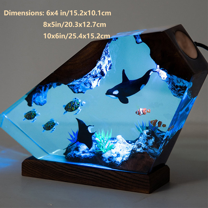 Orca and Sea Turtle Epoxy Resin Night Light