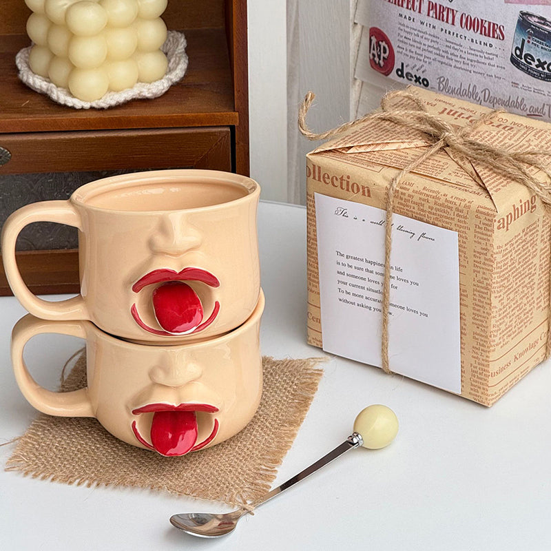 Quirky Tongue-Out Ceramic Mug