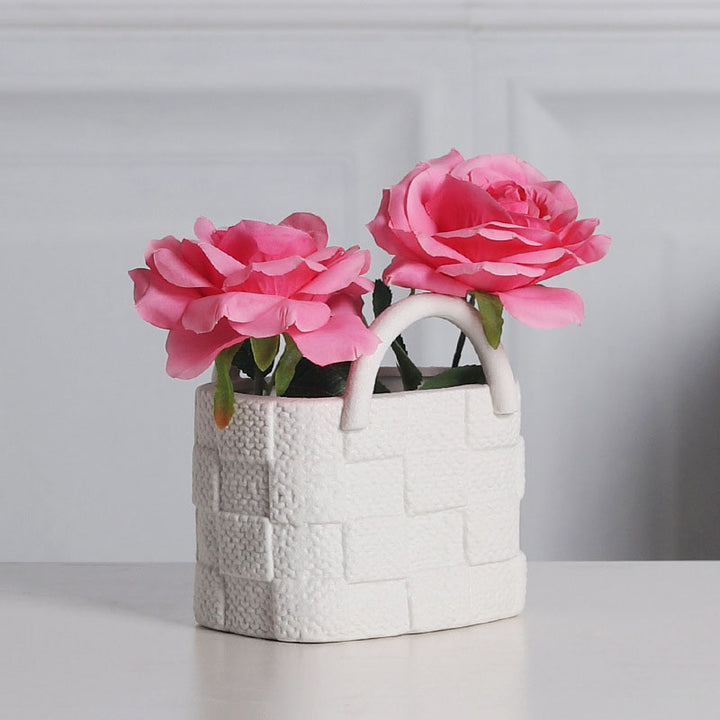 Minimalist Basket-Style Ceramic Vase for Dried Flowers (Multi-color)