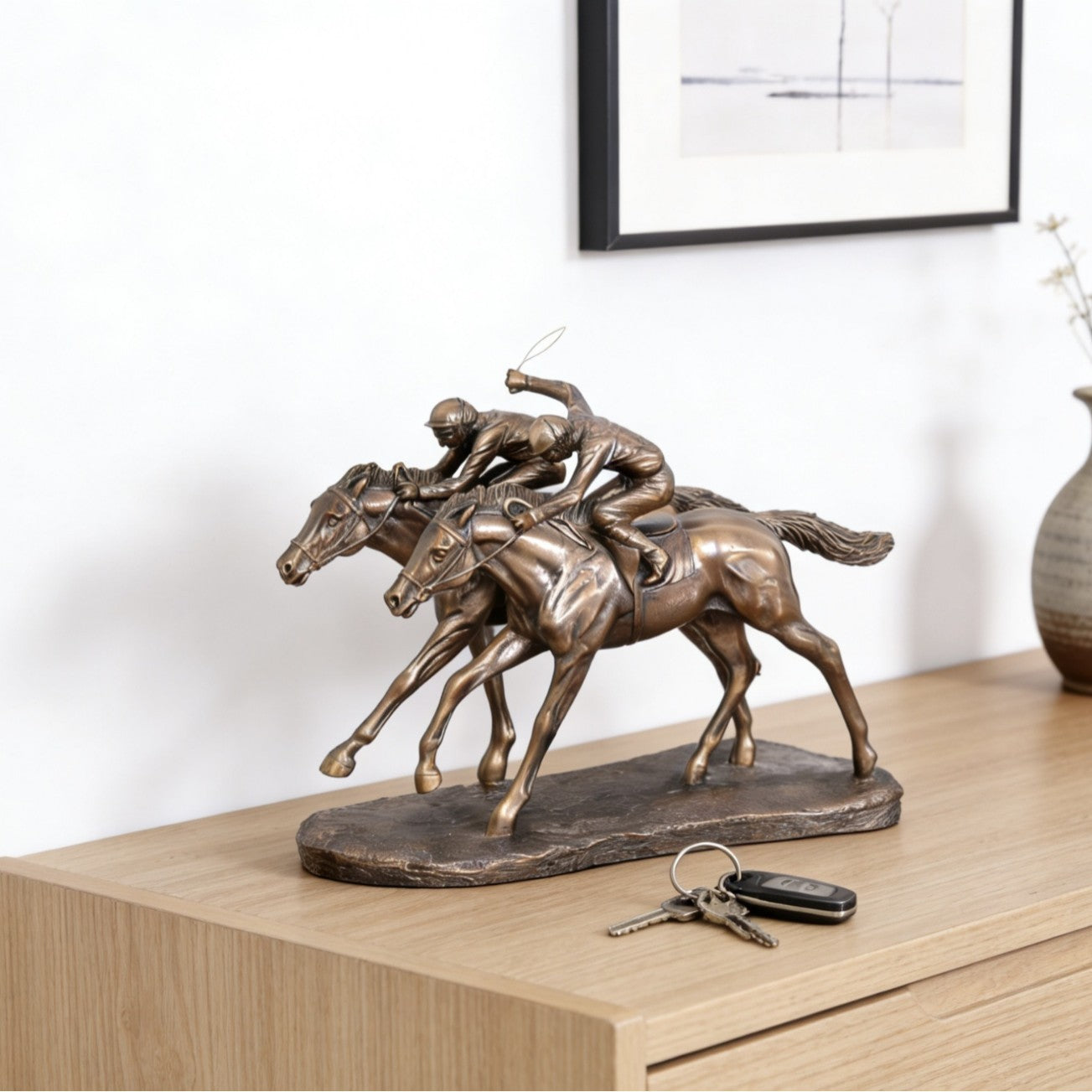 Resin Horse Racing Ornament (Bronze-Effect Finish)