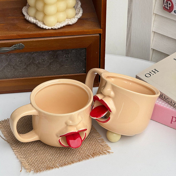 Quirky Tongue-Out Ceramic Mug