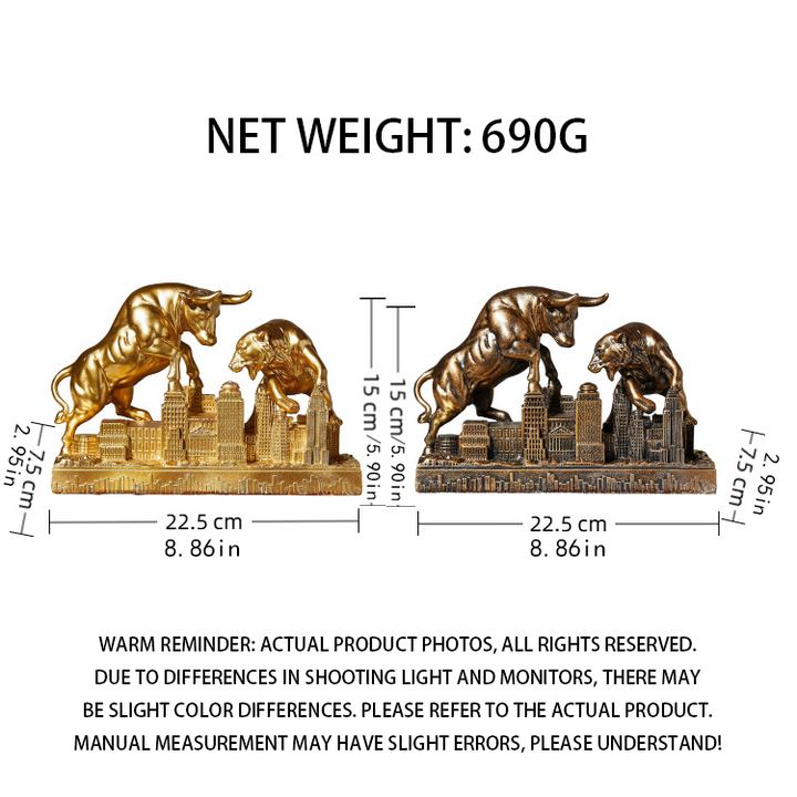 Bull vs. Bear Showpiece Statue