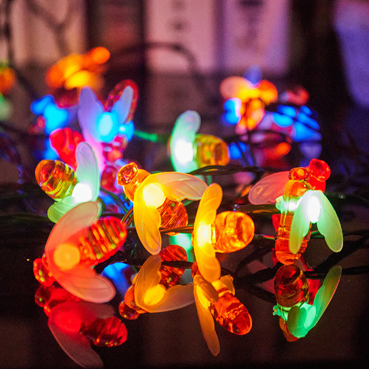 New Waterproof Solar-Powered Bee-Shaped LED String Lights