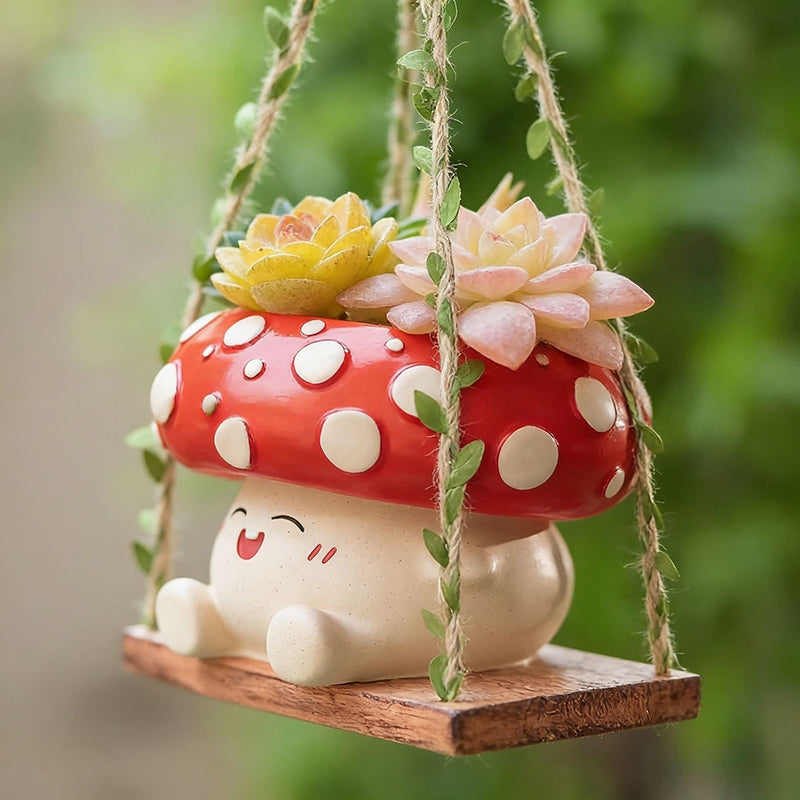 New Mushroom-Style Resin Hanging Basket Planter