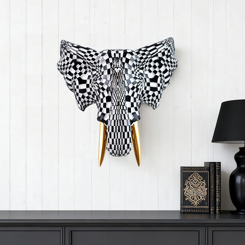 High-end resin mosaic elephant head wall mount