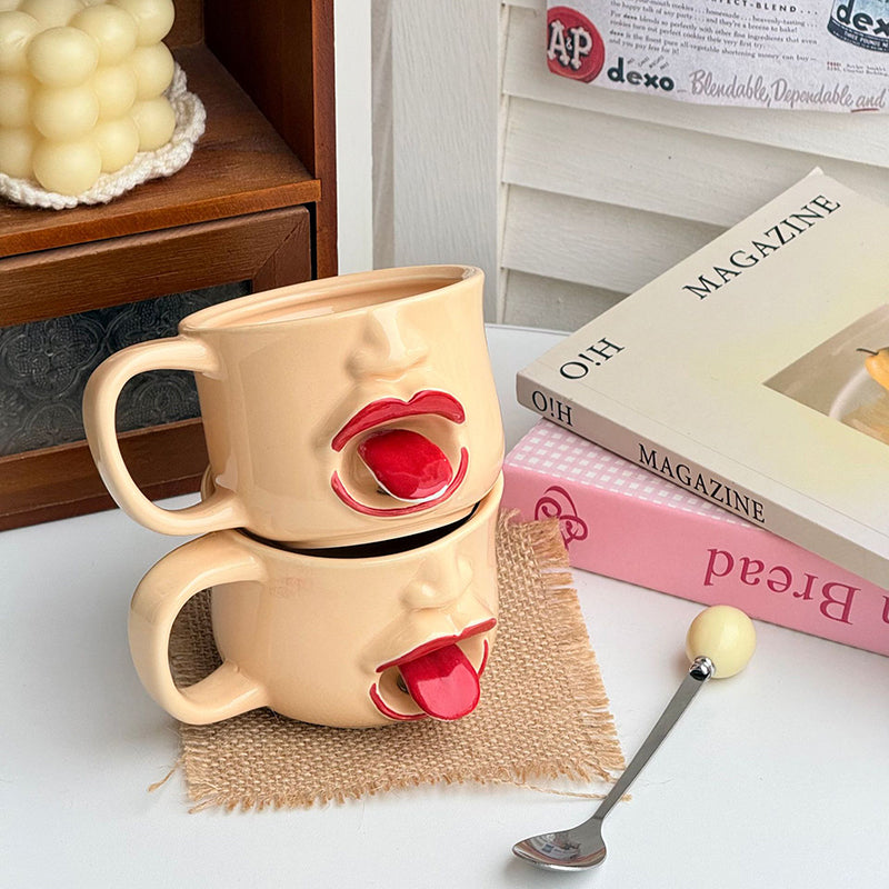 Quirky Tongue-Out Ceramic Mug