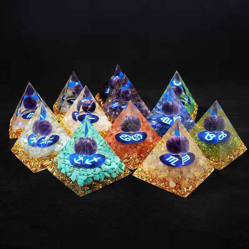 12 Zodiac Sign Resin Crystal Pyramid – Gift for Kids