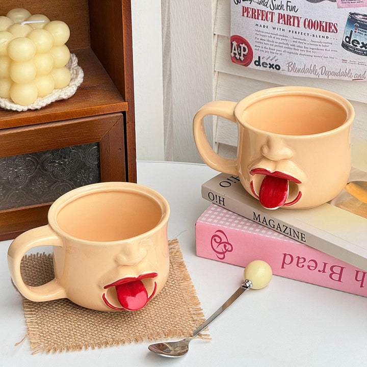 Quirky Tongue-Out Ceramic Mug