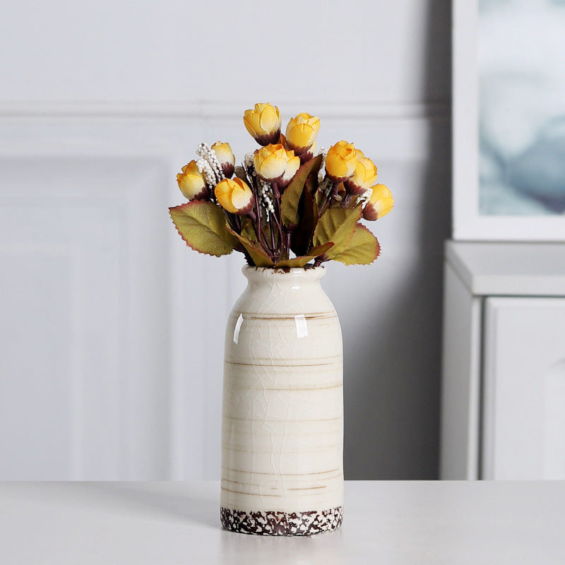 Modern Minimalist White Ceramic Vase for Dried Flowers
