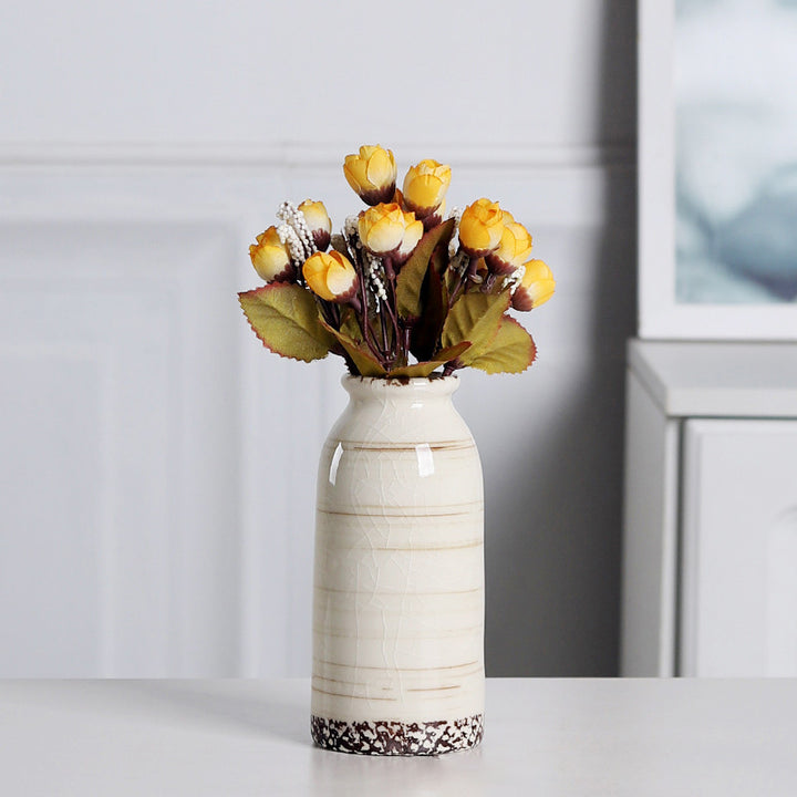 Modern Minimalist White Ceramic Vase for Dried Flowers